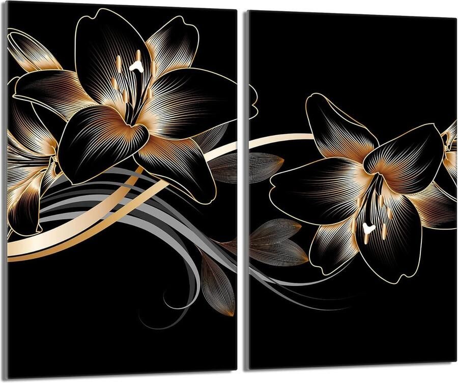 Fornuis Afdekplaat Kookplaat Beschermer Keuken Beschermen Gehard Glas 2x 30x52 cm Orchidee