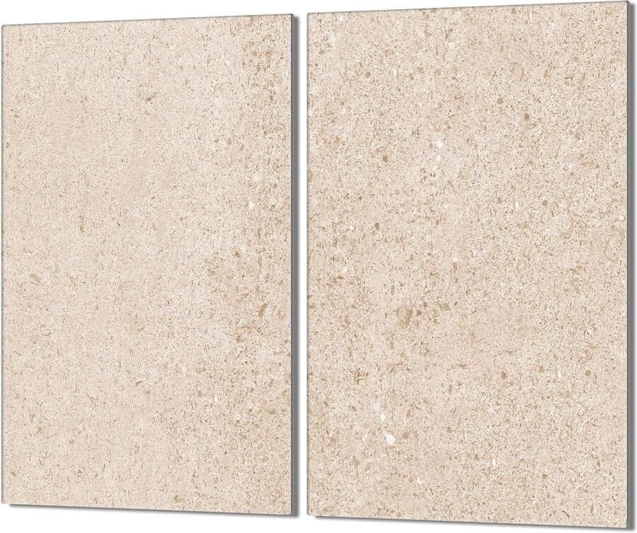 Fornuis Afdekplaat Kookplaat Beschermer Keuken Beschermen Tweedelig Gehard Glas 2x 30x52 cm Beige