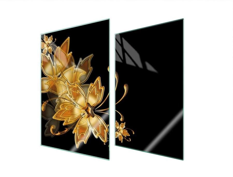 Fornuis Afdekplaat Kookplaat Beschermer Keuken Decoratie Gehard Glas 35 x 52 cm Goud
