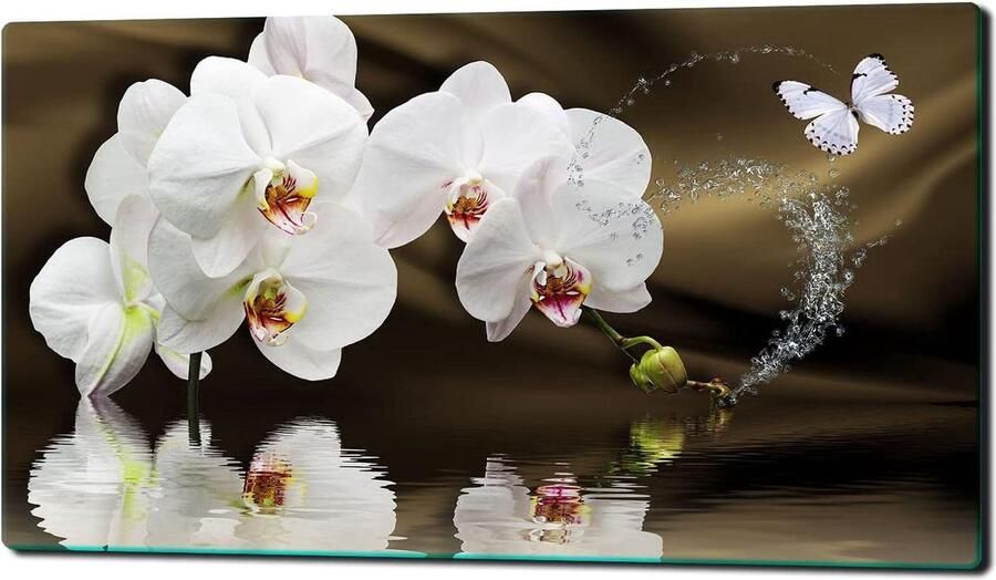 Fornuis afdekplaat Kookplaat beschermer Keuken decoratie Gehard glas 80x52 cm Orchidee