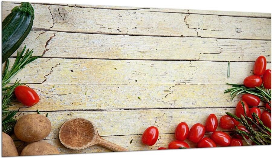 Fornuis afdekplaat Kookplaat beschermer Keuken Decoratie Gehard Glas 90 x 52 cm Hout
