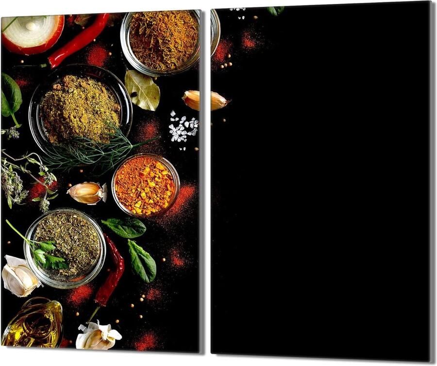Fornuis Afdekplaat Kookplaat Beschermer Keuken Organisatie Gehard Glas 2x 30x52 cm Specerijen