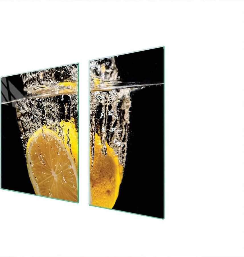 Fornuis afdekplaat Kookplaat beschermer Keuken organiseren Gehard glas 90 x 52 cm Citroen
