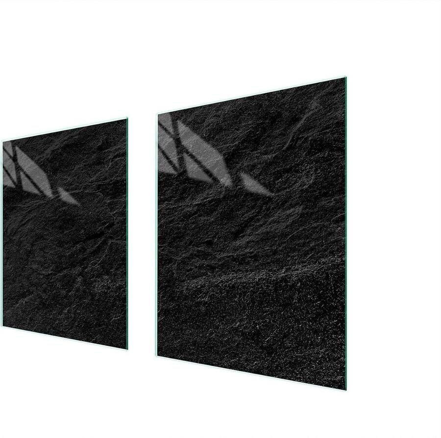 Fornuis afdekplaat Kookplaat beschermer Keuken organiseren Tweedelig glasontwerp 85 x 52 cm Leisteen