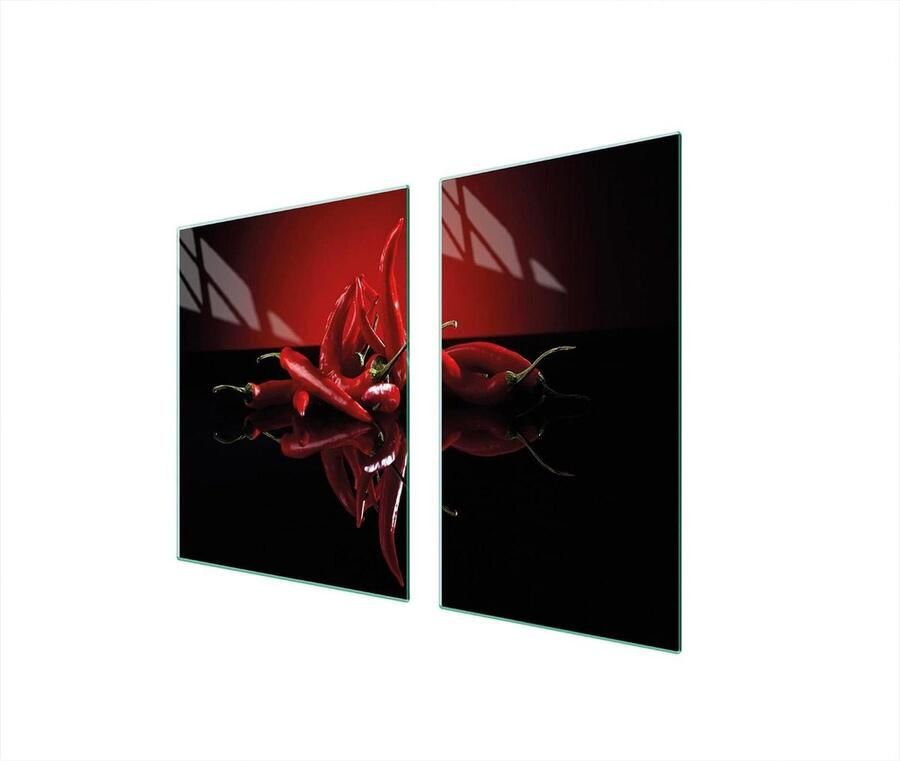 Fornuis Afdekplaat Kookplaat Beschermer Keuken Werkblad Gehard Glas 100 x 52 cm Chilli