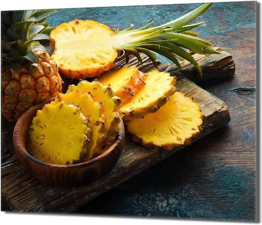 Fornuis Afdekplaat Kookplaat Beschermer Keuken Werkblad Gehard Glas 60x52 cm Ananas