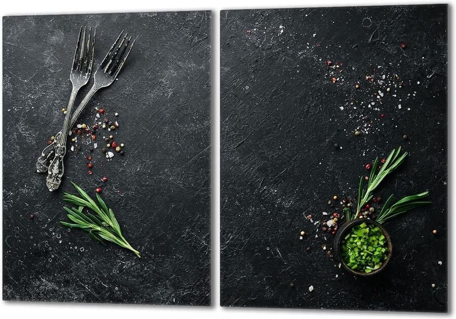 Fornuis Afdekplaat Kookplaat Beschermer Keuken Werkruimte Gehard Glas 2 Delig 40x52cm Mozaïek