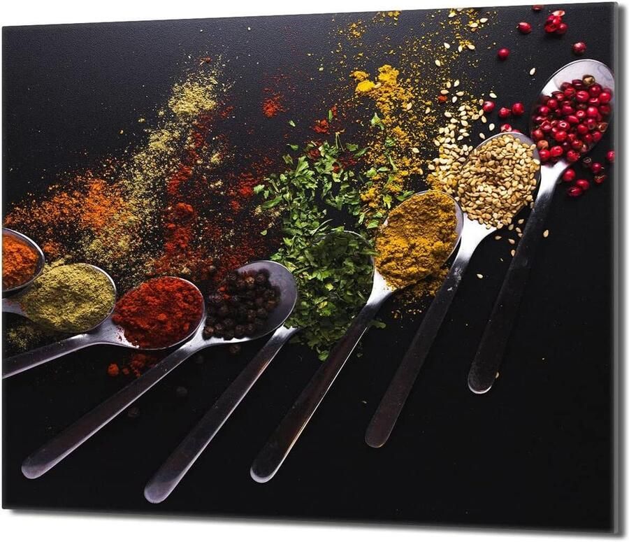 Fornuis Afdekplaat Kookplaat Beschermer Keuken Werkruimte Gehard Glas 60x52 cm Specerijen Print - Foto 1