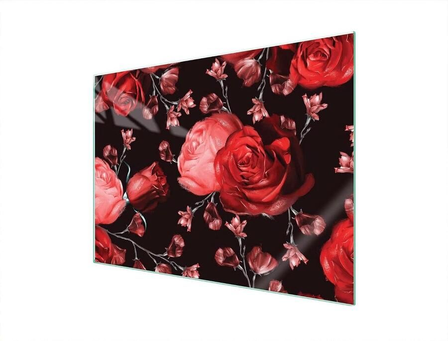 Fornuis Afdekplaat Kookplaat Beschermer Keuken Werkruimte Gehard Glas 70x52 cm Rood