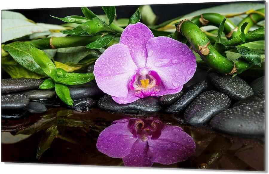 Fornuis Afdekplaat Kookplaat Beschermer Keuken Werkruimte Gehard Glas 80x52 cm Orchidee - Foto 1