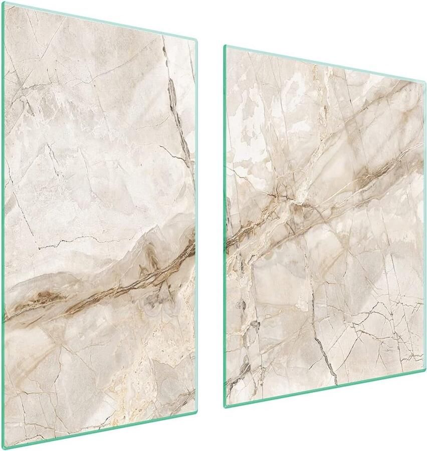 Fornuis Afdekplaat Kookplaat Beschermer Keuken Werkruimte Gehard Glas 90 x 52 cm Marmer - Foto 1