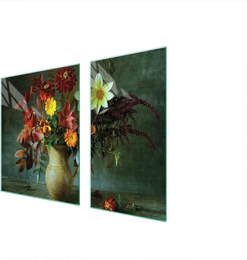 Fornuis Afdekplaat Kookplaat Beschermer Keuken Werkruimte Gehard Glas 90 x 52 cm Veelkleurig Bloem