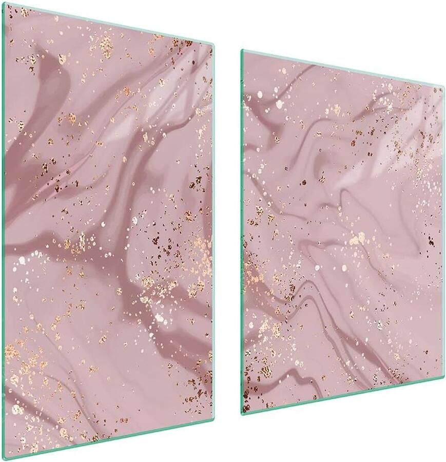 Fornuis Afdekplaat Kookplaat Beschermer Keuken Werkruimte Tweedelig Glasontwerp 100x52 cm Marmerlook