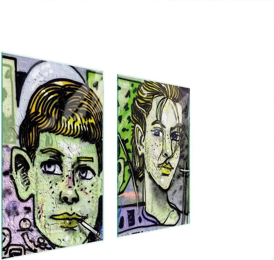 Fornuis afdekplaat Kookplaat beschermer Werkblad vergroten Gehard glas 75 x 52 cm Veelkleurig