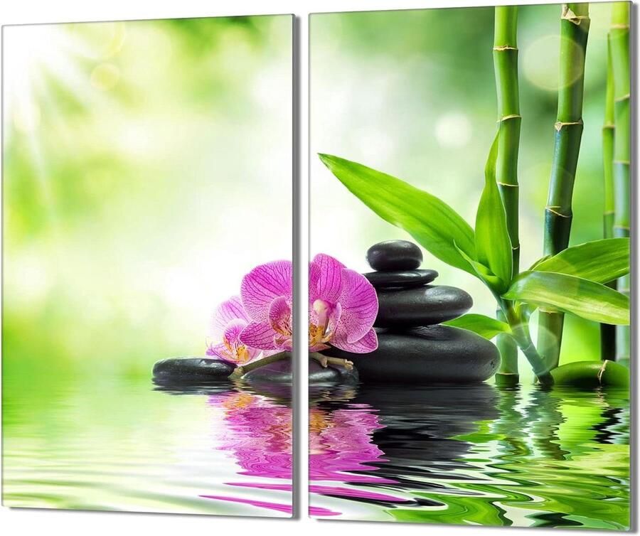 Fornuis afdekplaat Kookplaat bescherming Keuken organiseren Gehard glas 2-delig 30x52 Orchidee