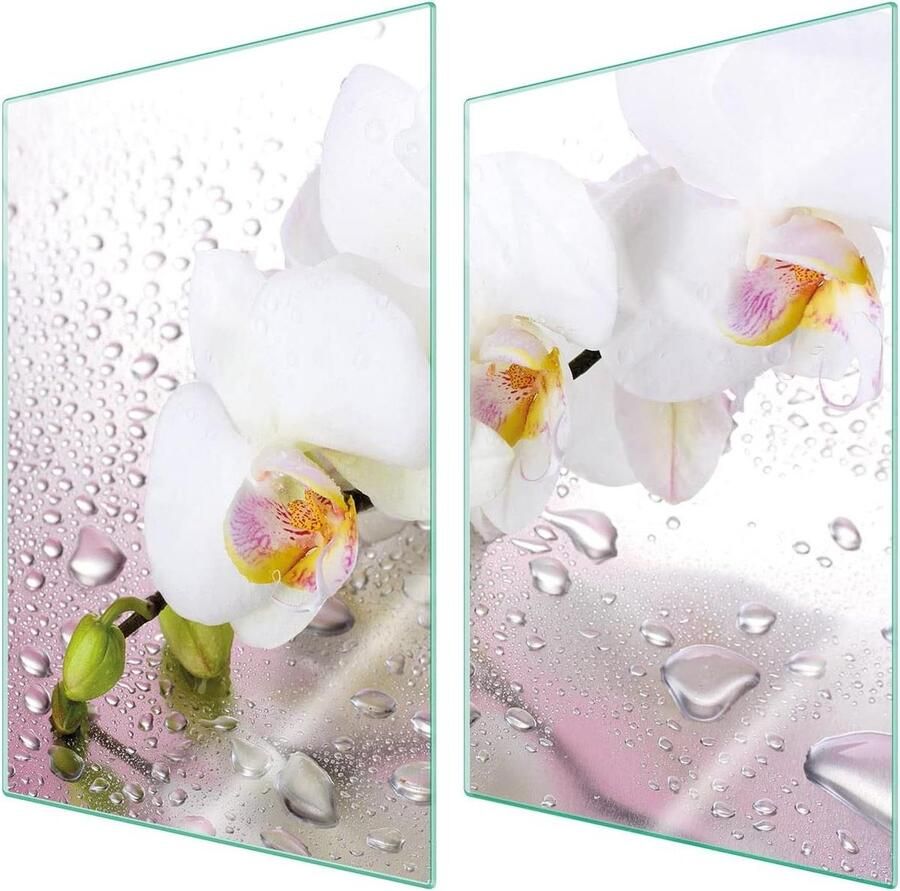 Fornuis Afdekplaat Kookplaat Bescherming Keuken Werkruimte Decoratief Glas 35 x 52 cm Orchidee