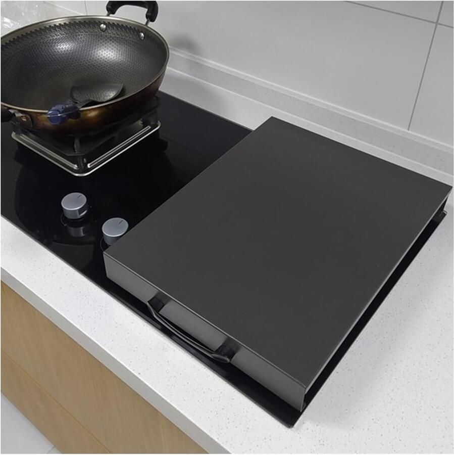 Fornuis Afdekplaat Kookplaat Deksel Extra Werkruimte Handgemaakt Staal 90 x 60 cm Zwart