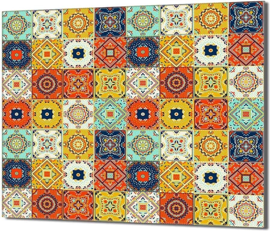 Fornuis Afdekplaat Kookplaatafdekking Glas Keuken Beschermen Mozaïek Design 60x52 cm Multicolor