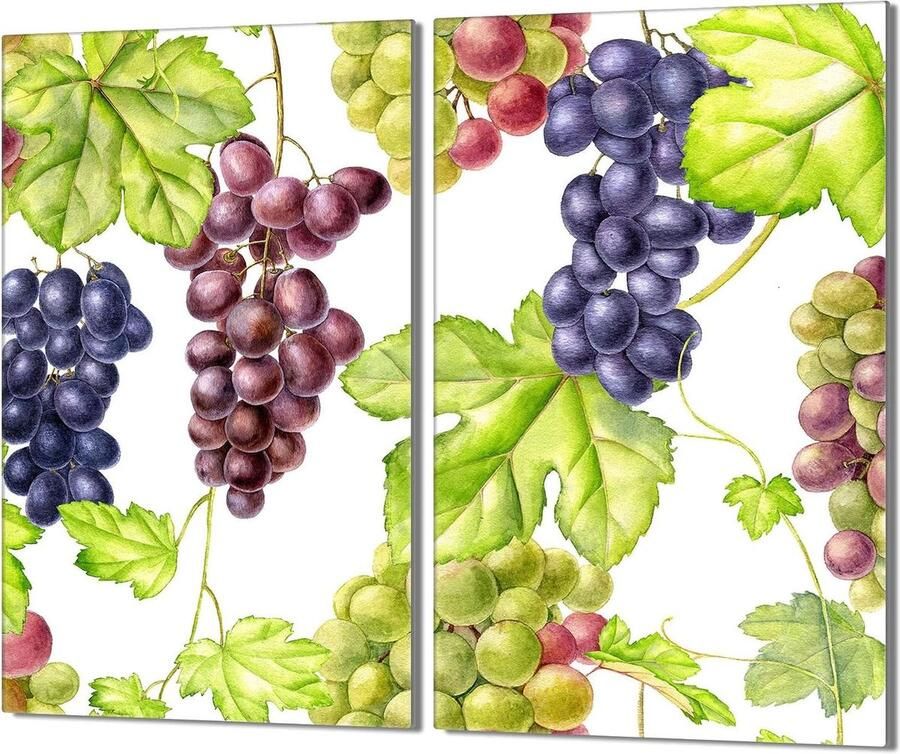 Fornuis Afdekplaat Set Kookplaat Beschermer Keuken Beschermen Gehard Glas 2x 30x52 cm Fruit Print
