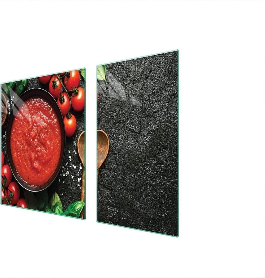 Fornuis Afdekplaat Spatbescherming Kookplaat Keuken Beschermen Gehard Glas 90 x 52 cm Rood