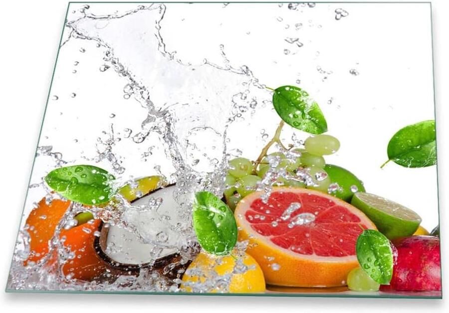 Fornuis Afdekplaat Werkblad Beschermer Extra Werkruimte Creëren Kras- en Slagvast Glas 60x52 cm Meerkleurig Vruchten