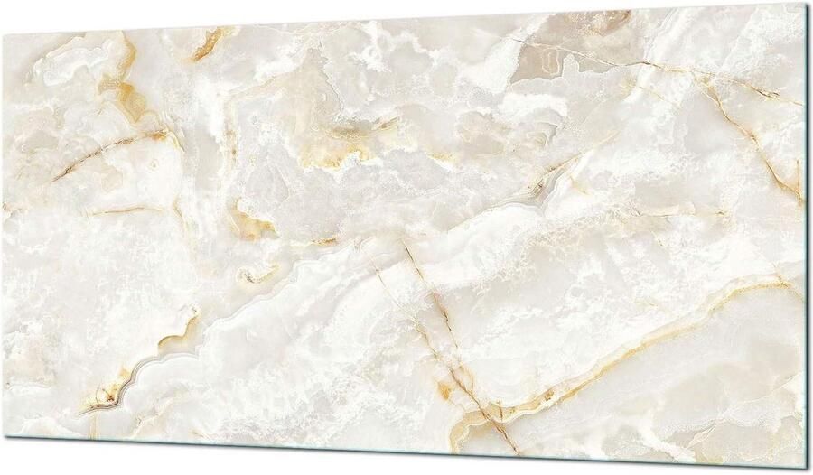 Fornuis Afdekplaat Werkblad Beschermer Extra Werkruimte Gehard Glas 90x52 cm Wit Marmer
