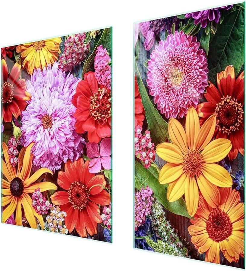 Fornuis Afdekplaat Werkblad Beschermer Keuken Decoratie Gehard Glas 75 x 52 cm Bloemenprint
