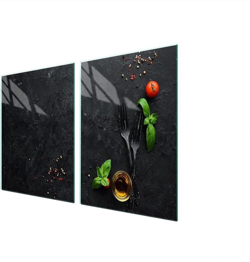 Fornuis afdekplaat Werkblad beschermer Keuken opruimen Gehard glas 45 x 52 cm Leisteen patroon