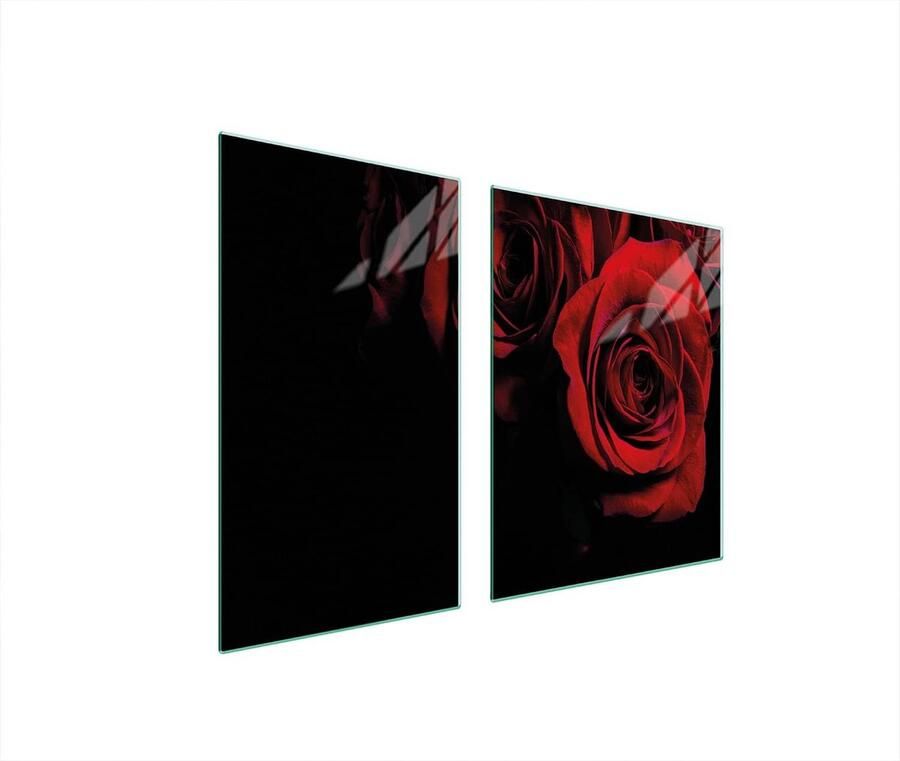 Fornuis Afdekplaat Werkblad Beschermer Keuken Organisatie Gehard Glas 100 x 52 cm Rood
