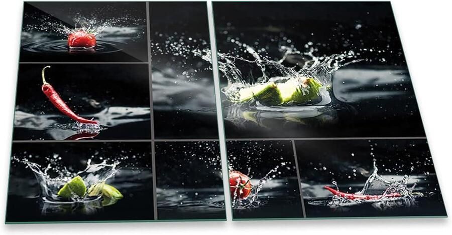 Fornuis Afdekplaat Werkblad Beschermer Extra Werkruimte Veiligheidsglas 80x52 cm Zwart