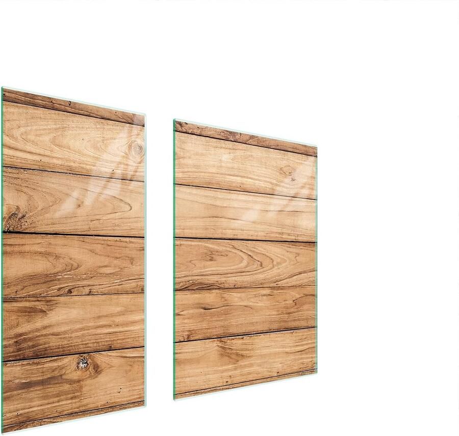 Fornuis Afdekplaat Werkbladbeschermer Glas Keuken Beschermen Tweedelig Ontwerp 75 x 52 cm Hout
