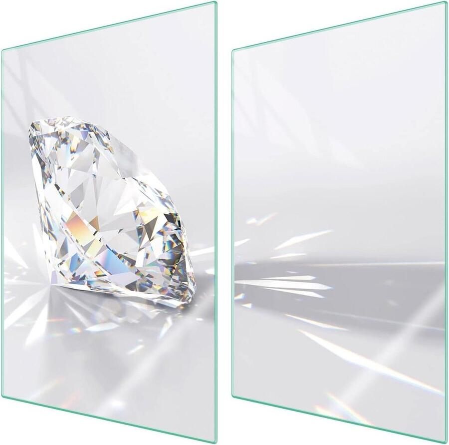 Fornuis afdekplaat Werkbladbeschermer Glas Keuken Organiseren 2-delig Gehard Glas 35 x 52 cm Decoratief