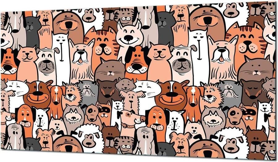 Fornuis Afdekplaat Werkbladbeschermer Glasplaat Keuken Beschermen Krasbestendig Slagvast 90 x 52 cm Meerkleurig Kat Hond