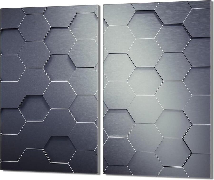 Fornuis afdekplaat Werkbladbeschermer Keuken organiseren Gehard glas 2x30x52 cm Grijs patroon