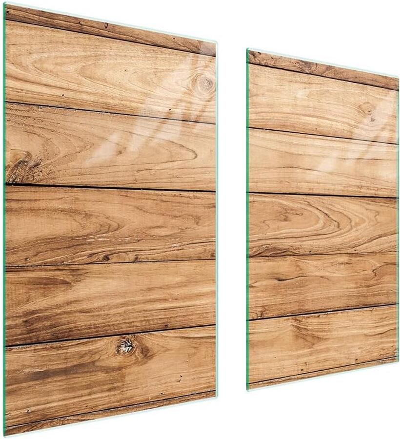 Fornuis Afdekplaat Werkbladbeschermer Kookplaat Keuken Beschermen Gehard Glas 75 x 52 cm Veelkleurig Houtmotief