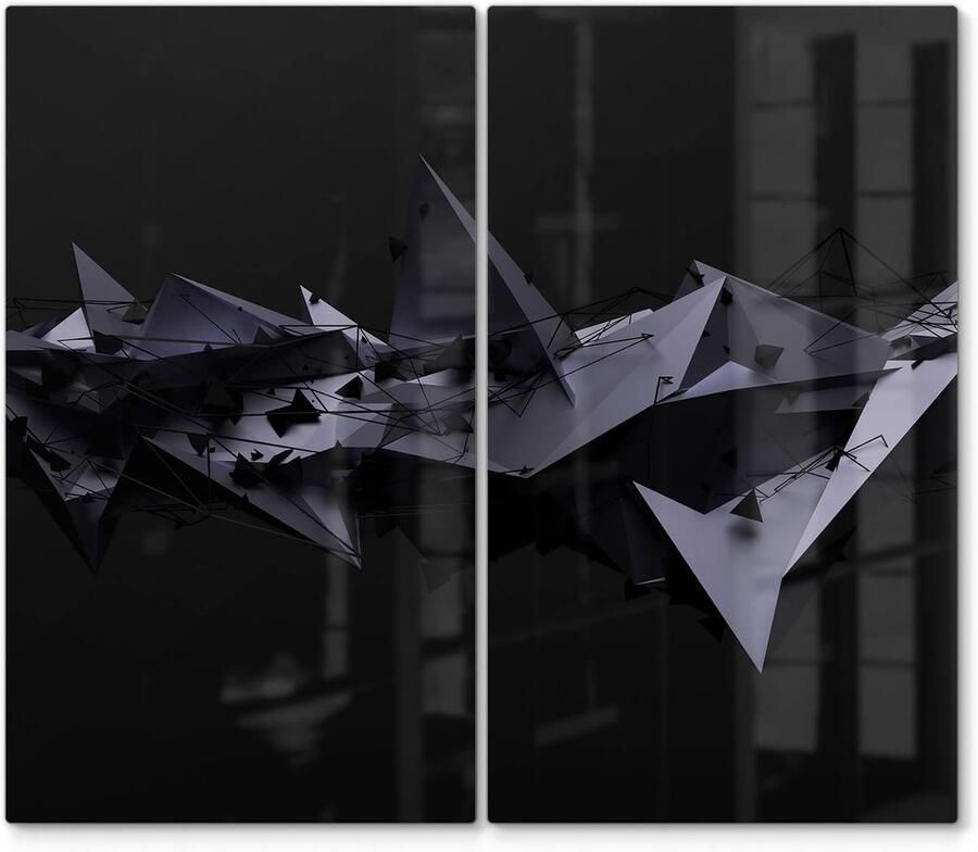 Fornuis afdekplaten glas Kookplaat beschermers Keuken organiseren 3D-diepte effect 2x 60x52 cm Abstract prikkeldraad