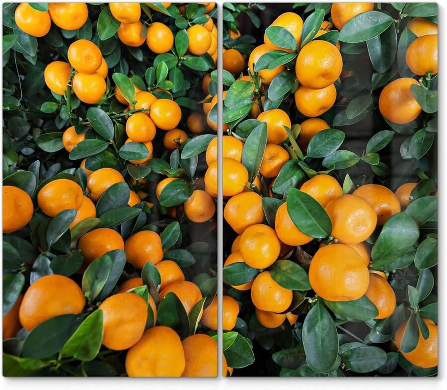 Fornuis afdekplaten glas Kookplaat beschermers Keuken werkruimte 3D diepte effect Set van 2 Mandarijn boom
