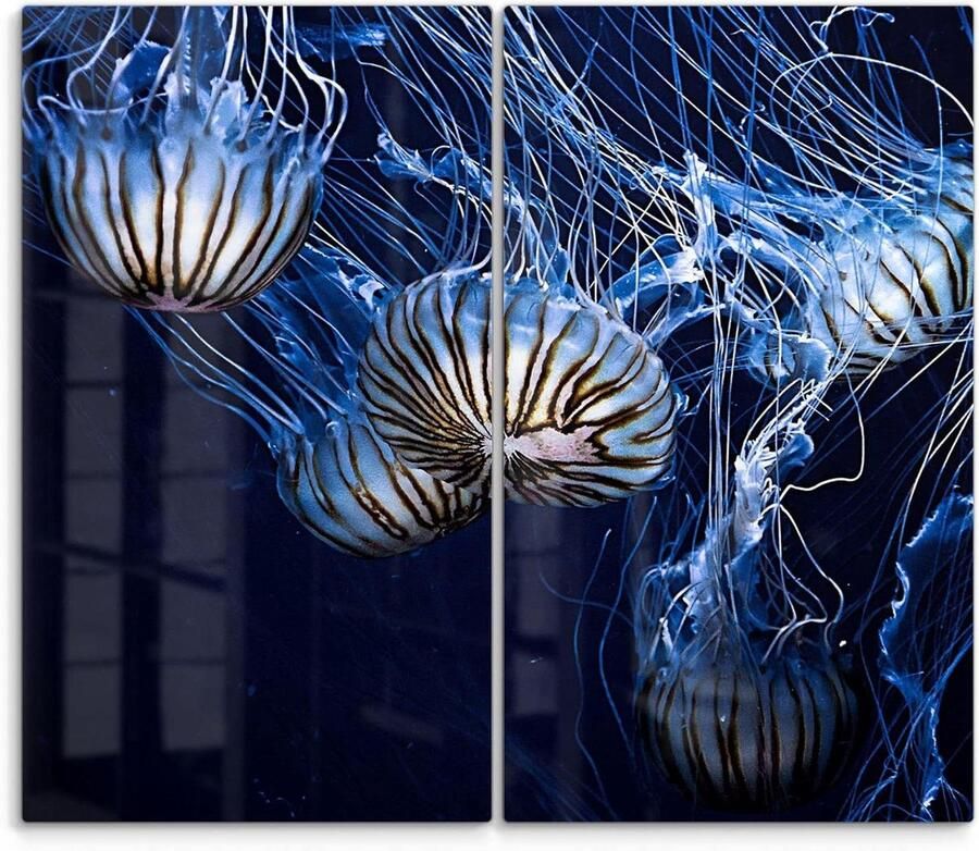 Fornuis afdekplaten glas Kookplaat deksels Keukenbescherming en werkruimte 3D diepte effect Set van 2 stuks