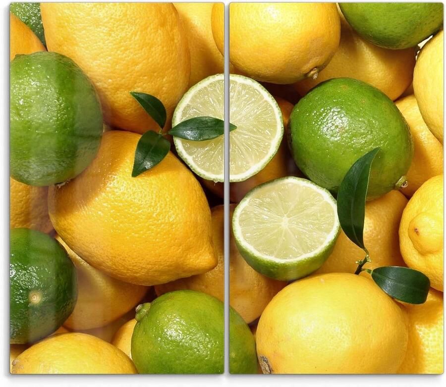 Fornuis afdekplaten glas Werkbladbeschermers set Kookplaat beschermen 3D diepte effect Set van 2 Citrusvruchten motief