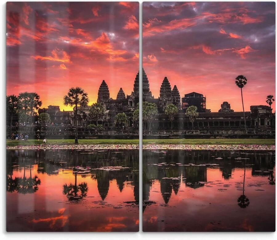 Fornuis Afdekplaten Glasplaten Keuken Bescherming Werkblad 3D Kleurdiepte Effect 60 x 52 cm Angkor Wat