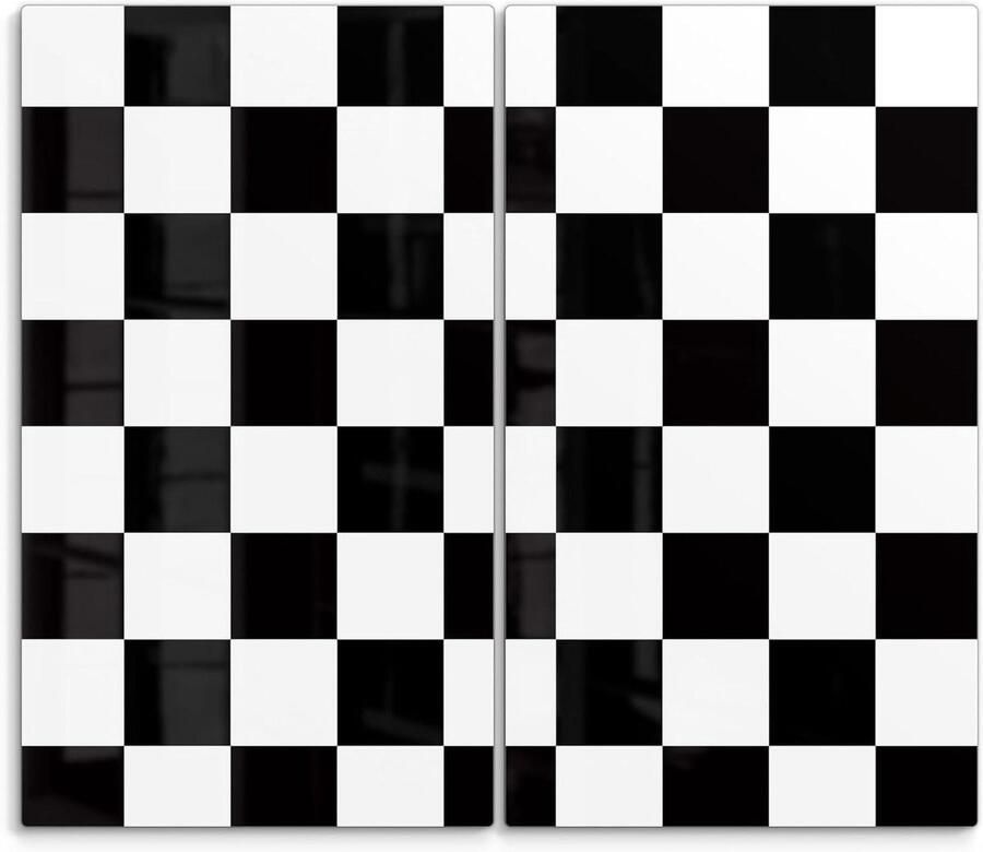 Fornuis afdekplaten Glasplaten set Keukenblad beschermen 3D diepte effect 60 x 52 cm Zwart