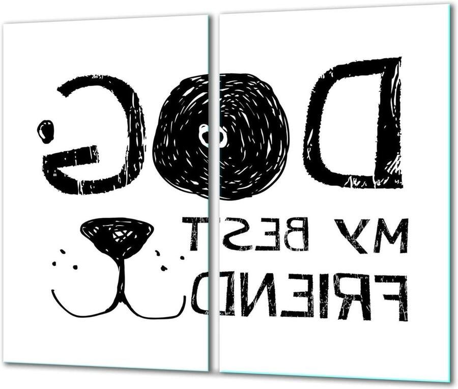 Fornuis Afdekplaten Kookplaat Beschermer Keuken Beschermen Gehard Glas 2 x 30 x 52 cm Wit Hond