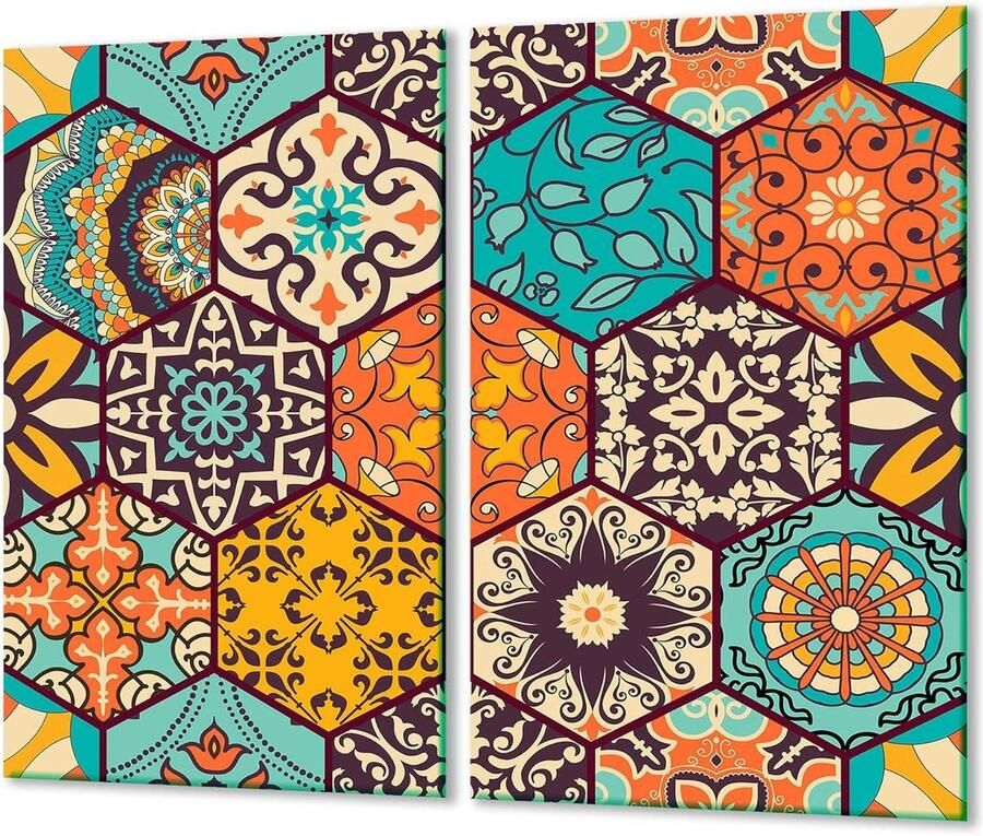 Fornuis Afdekplaten Kookplaat Beschermer Keuken Beschermen Gehard Glas 2x30x52 cm Multicolor