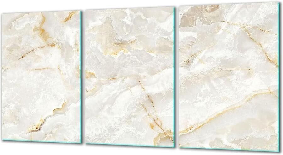 Fornuis Afdekplaten Kookplaat Beschermer Keuken Beschermen Gehard Glas 3x 30x52 cm Marmerlook