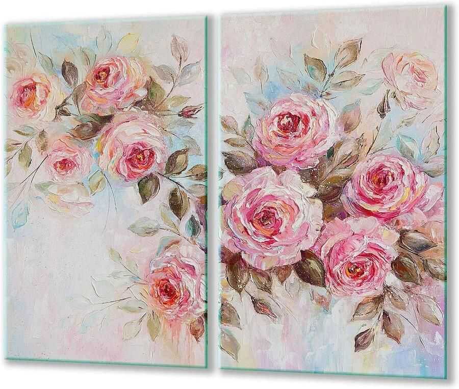 Fornuis Afdekplaten Kookplaat Beschermer Werkblad Vergroten Gehard Glas 30 x 52 cm Rozen
