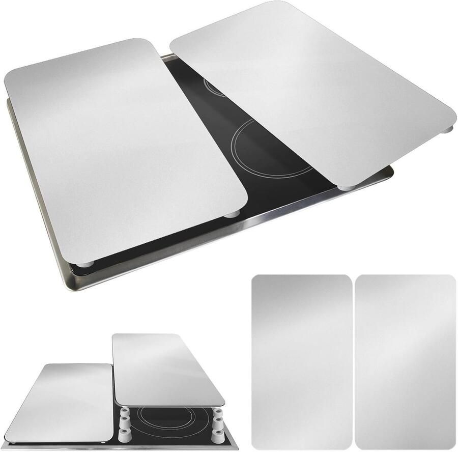 Fornuis Afdekplaten Kookplaat Beschermers Keuken Organisatie Set van 2 30 x 52 cm Zilver