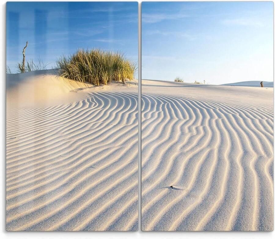 Fornuis Afdekplaten Kookplaat Beschermers Keuken Werkblad 3D Diepte Effect Set van 2 Zandduin Oostzeekust