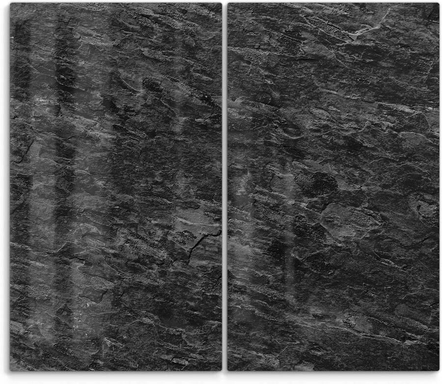 Fornuis Afdekplaten Kookplaat Beschermers Keuken Werkruimte Onbreekbaar Veiligheidsglas 60x52 cm Donkere Steenstructuur