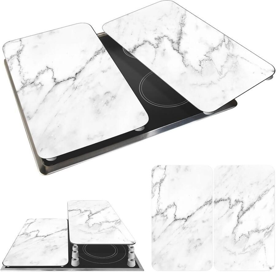 Fornuis Afdekplaten Kookplaat Beschermers Keuken Werkruimte Set van 2 30 x 52 cm Marmer