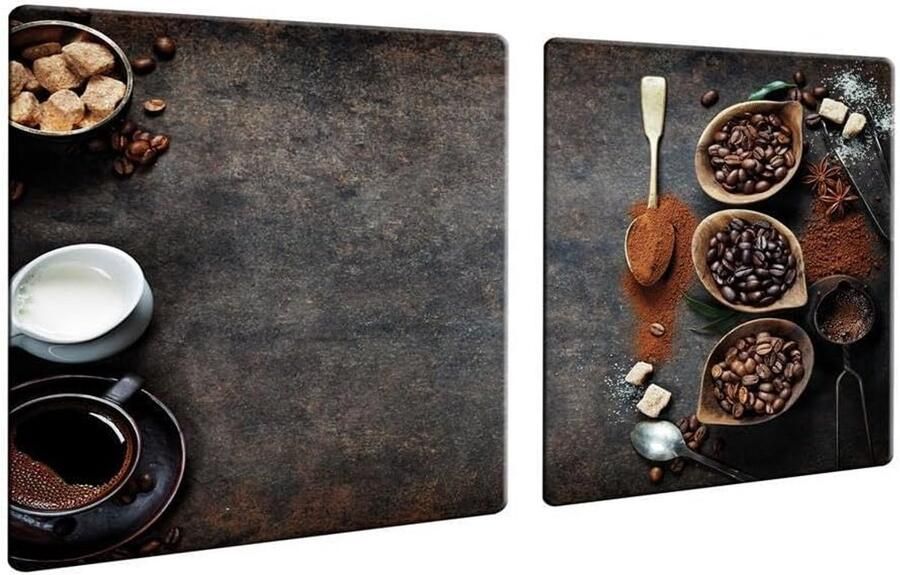 Fornuis Afdekplaten Kookplaat Bescherming Keuken Decoratie Gehard Glas 2x 40x52 cm Koffiebruin